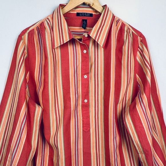 Lauren Ralph Lauren LongSleeve Lightweight Cotton Popover Tunic Blouse 1X Preppy - Picture 2 of 13